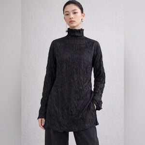 Issey Miyake Crinkle Pleat Turtleneck Top Purple, Vintage, Med to Large